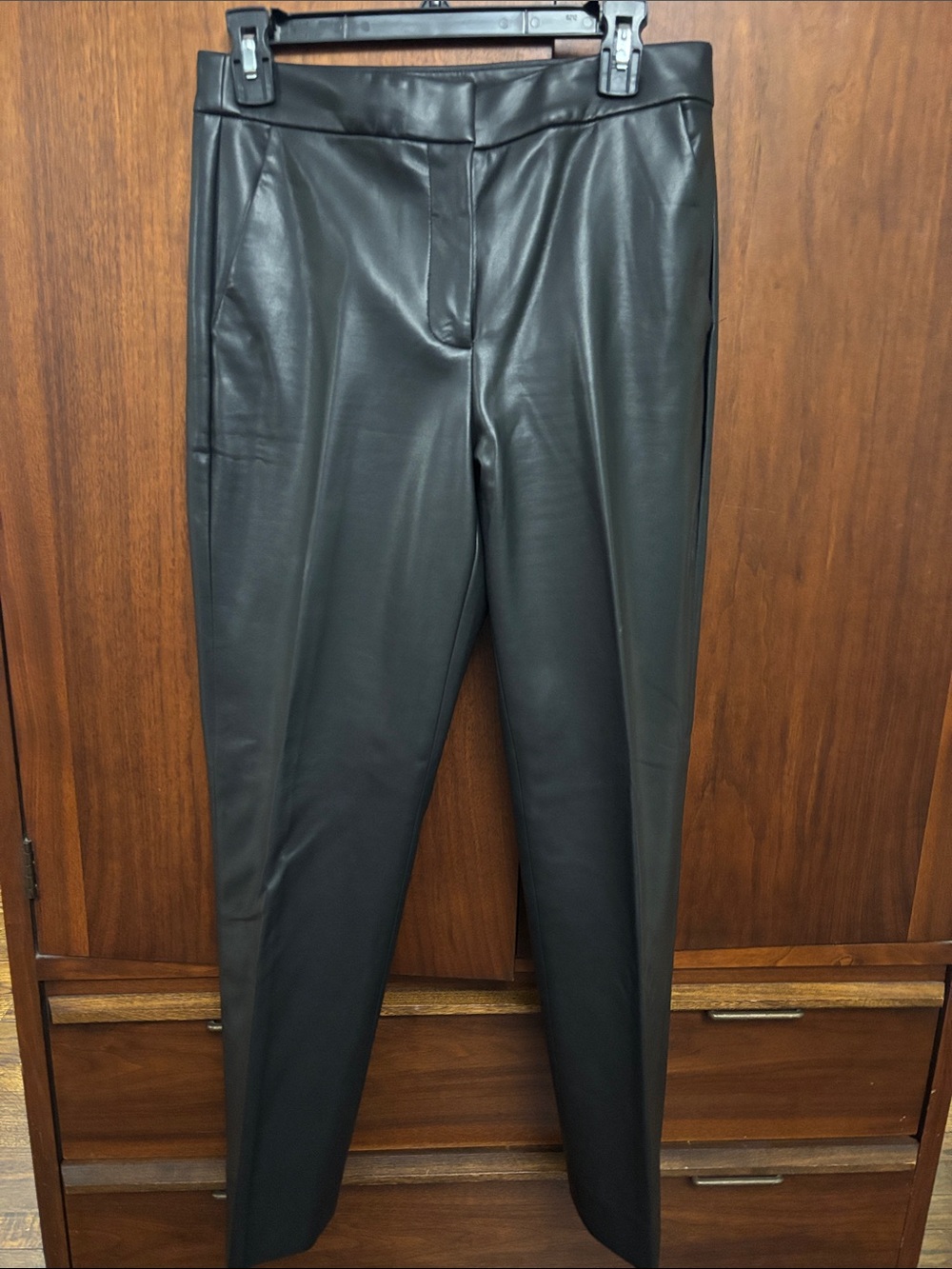 J. Crew Black Faux Leather Straight-Leg Pants